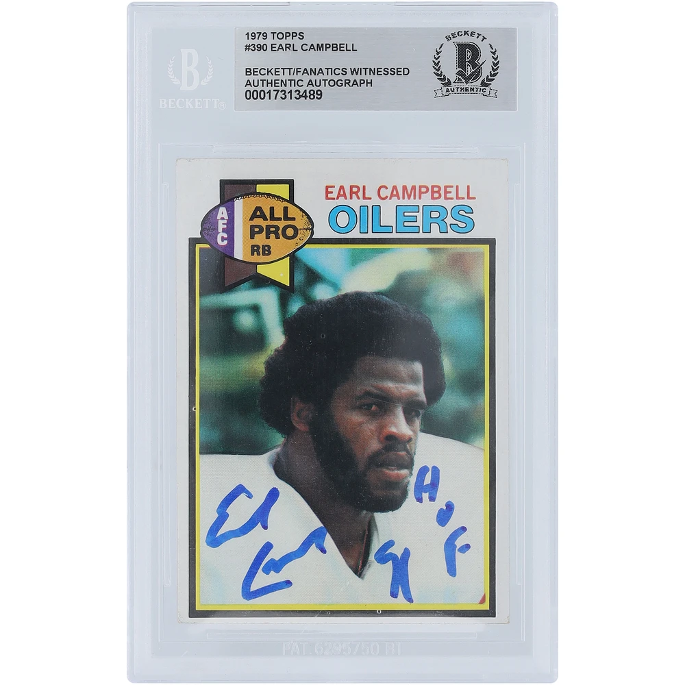 Earl Campbell Houston Oilers Autographed 1979 Topps #390 Beckett Fanatics Witnessed Authenticated Rookie Card