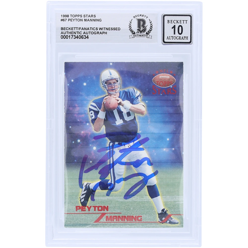 Peyton Manning Indianapolis Colts Autographed 1998 Topps Star #67 #/8799 Beckett Fanatics Witnessed Authenticated Rookie Card