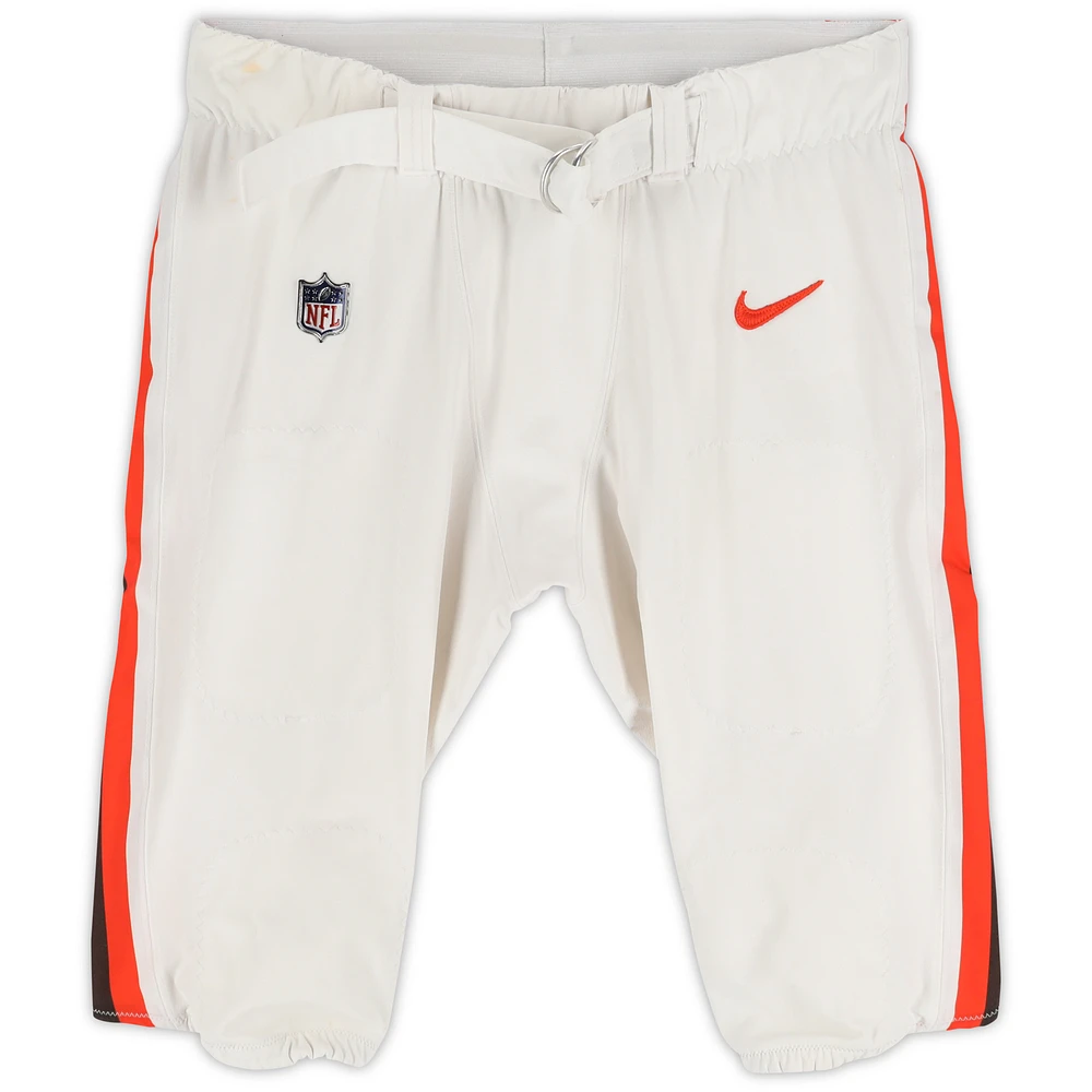 Dawand Jones Cleveland Browns Game-Used White Nike Pants vs. Washington Commanders on October 6, 2024