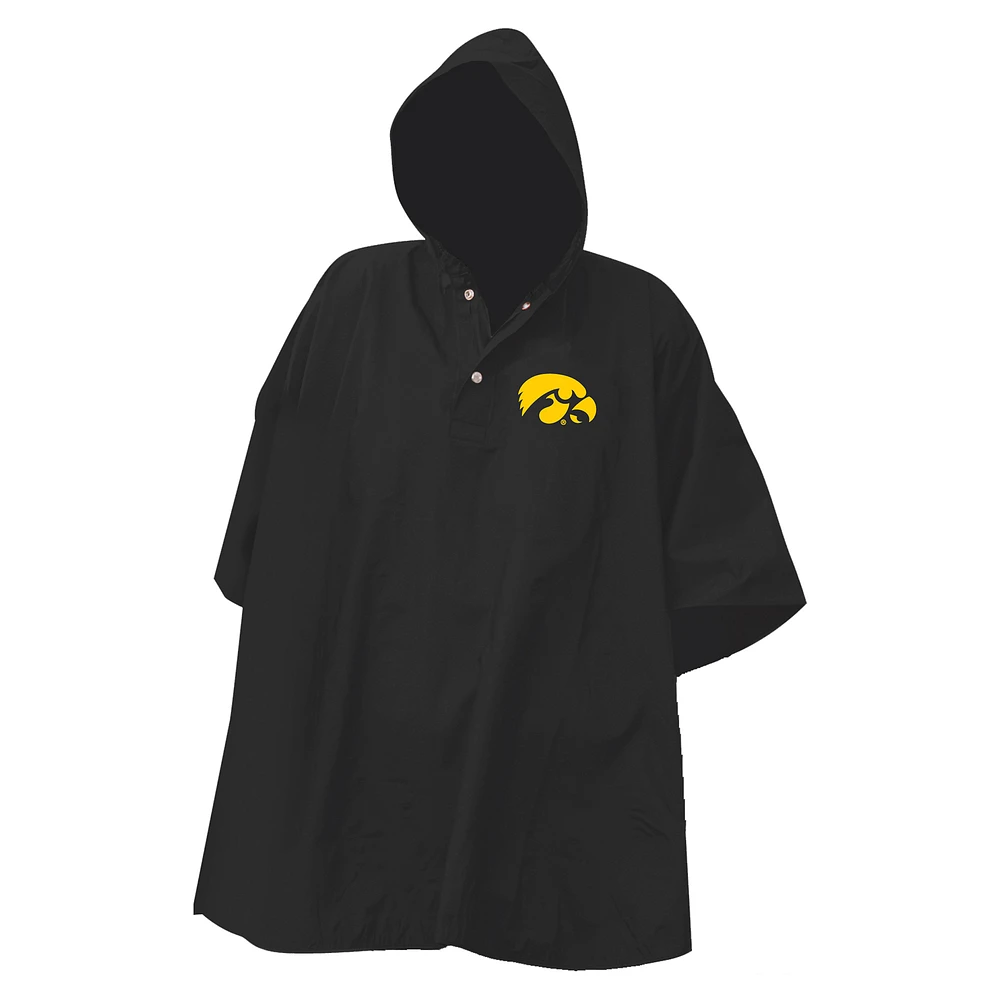 Black Iowa Hawkeyes Deluxe Adult Stadium Quarter-Snap Rain Poncho