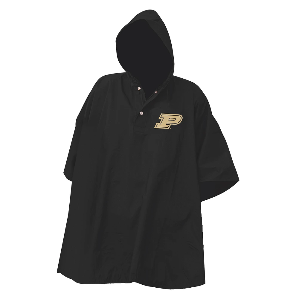 Black Purdue Boilermakers Deluxe Adult Stadium Quarter-Snap Rain Poncho
