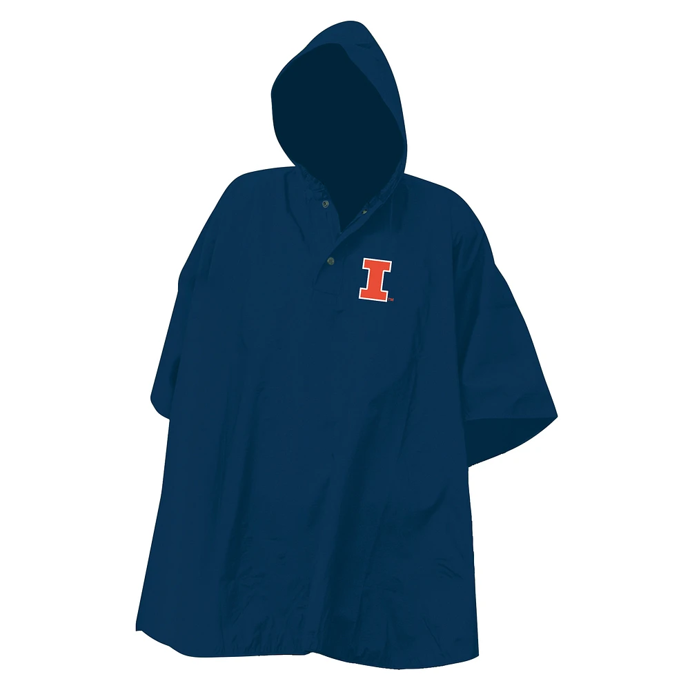 Navy Illinois Fighting Illini Deluxe Adult Stadium Quarter-Snap Rain Poncho