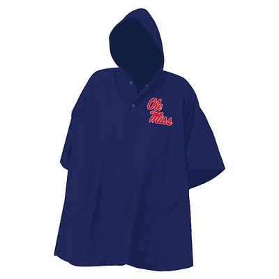 Navy Ole Miss Rebels Deluxe Adult Stadium Quarter-Snap Rain Poncho