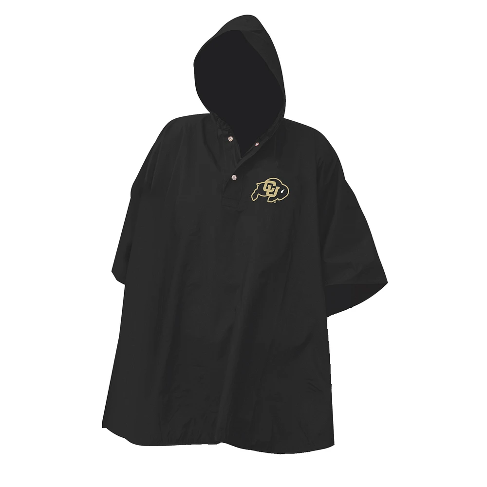 Black Colorado Buffaloes Deluxe Adult Stadium Quarter-Snap Rain Poncho