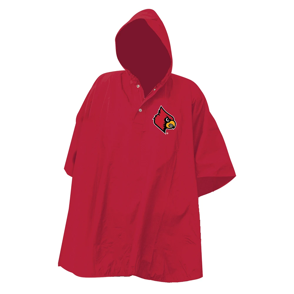Red Louisville Cardinals Deluxe Adult Stadium Quarter-Snap Rain Poncho