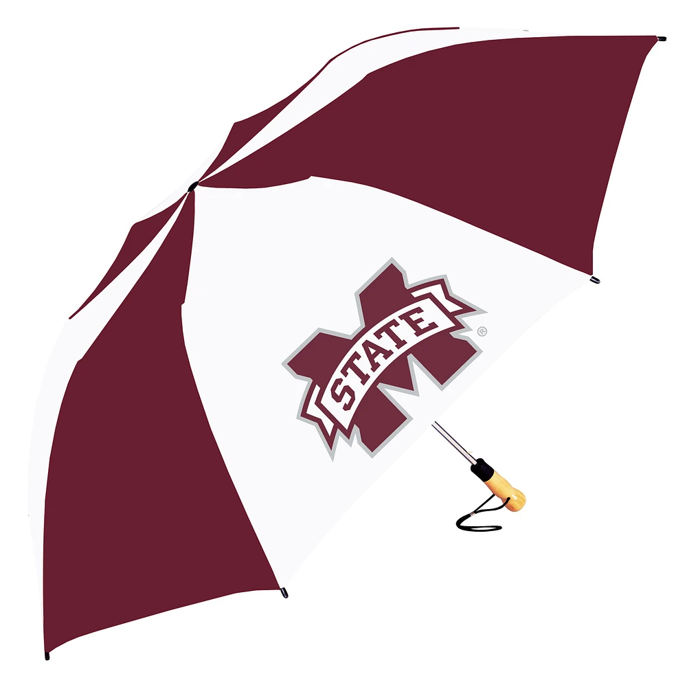 Maroon/White Mississippi State Bulldogs The Big Storm 58" Oversized Auto Open Folding Umbrella
