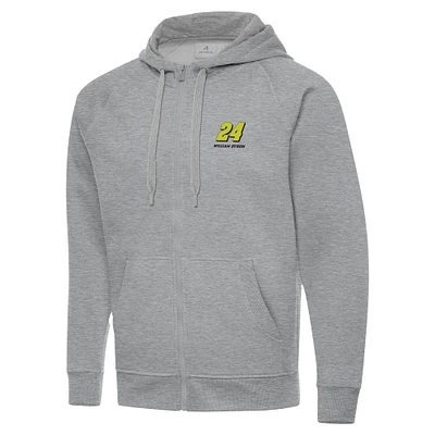 Men's Antigua Heather Gray William Byron Victory Full-Zip Hoodie