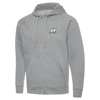 Men's Antigua Heather Gray Ty Gibbs Victory Full-Zip Hoodie