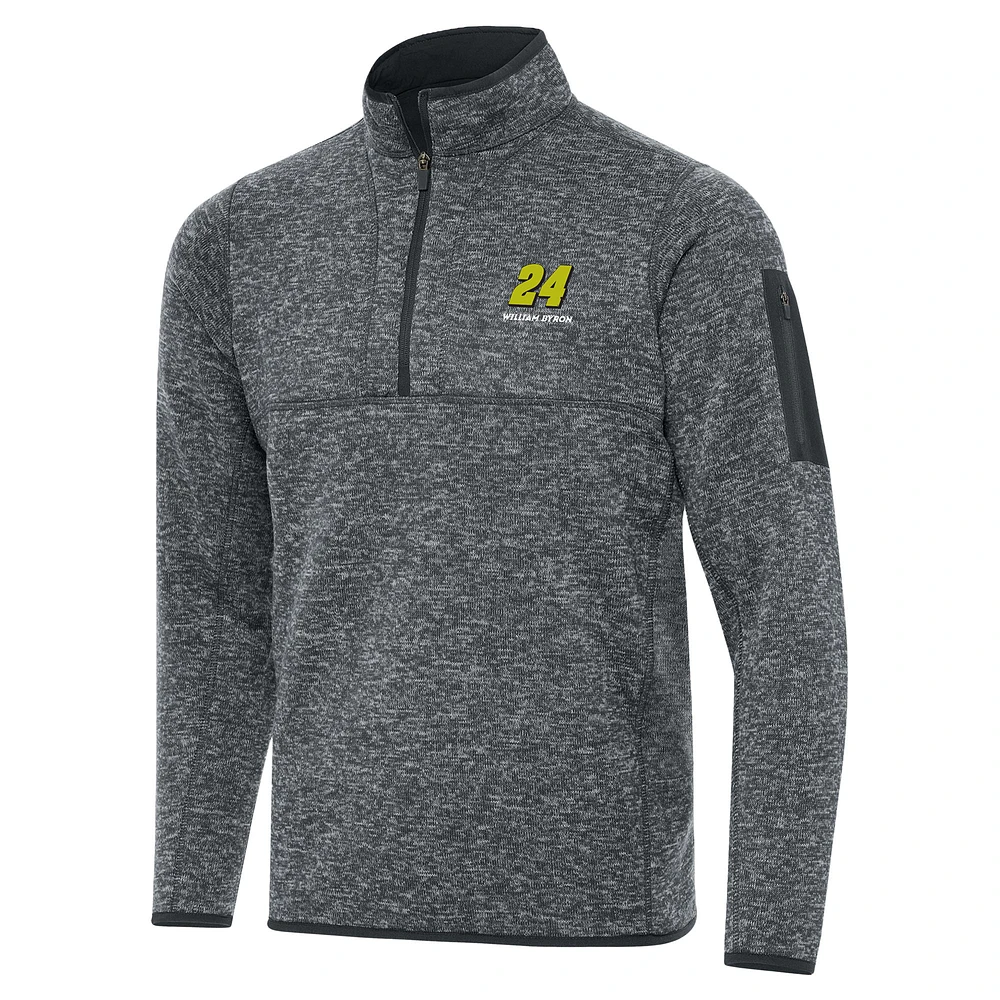 Men's Antigua Heather Gray William Byron Big & Tall Fortune Quarter-Zip Pullover Jacket