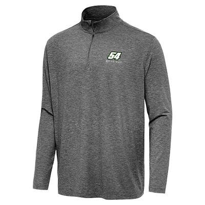 Men's Antigua Heather Black Ty Gibbs Hunk Quarter-Zip Top