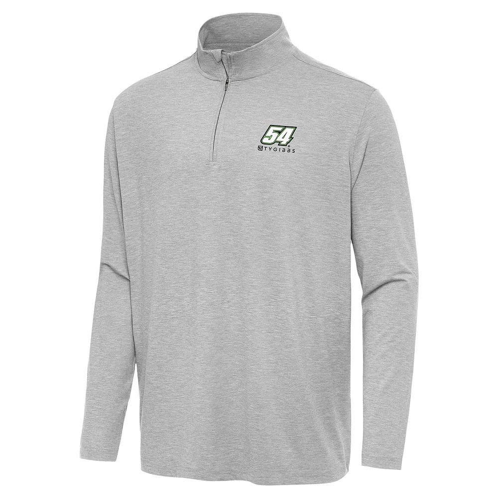 Men's Antigua Heather Gray Ty Gibbs Hunk Quarter-Zip Top