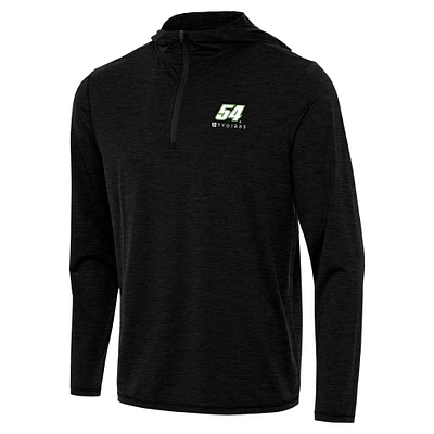 Men's Antigua Heather Black Ty Gibbs Tidy Quarter-Zip Hoodie