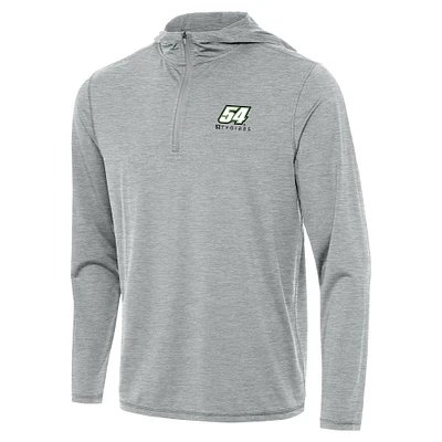 Men's Antigua Heather Gray Ty Gibbs Tidy Quarter-Zip Hoodie