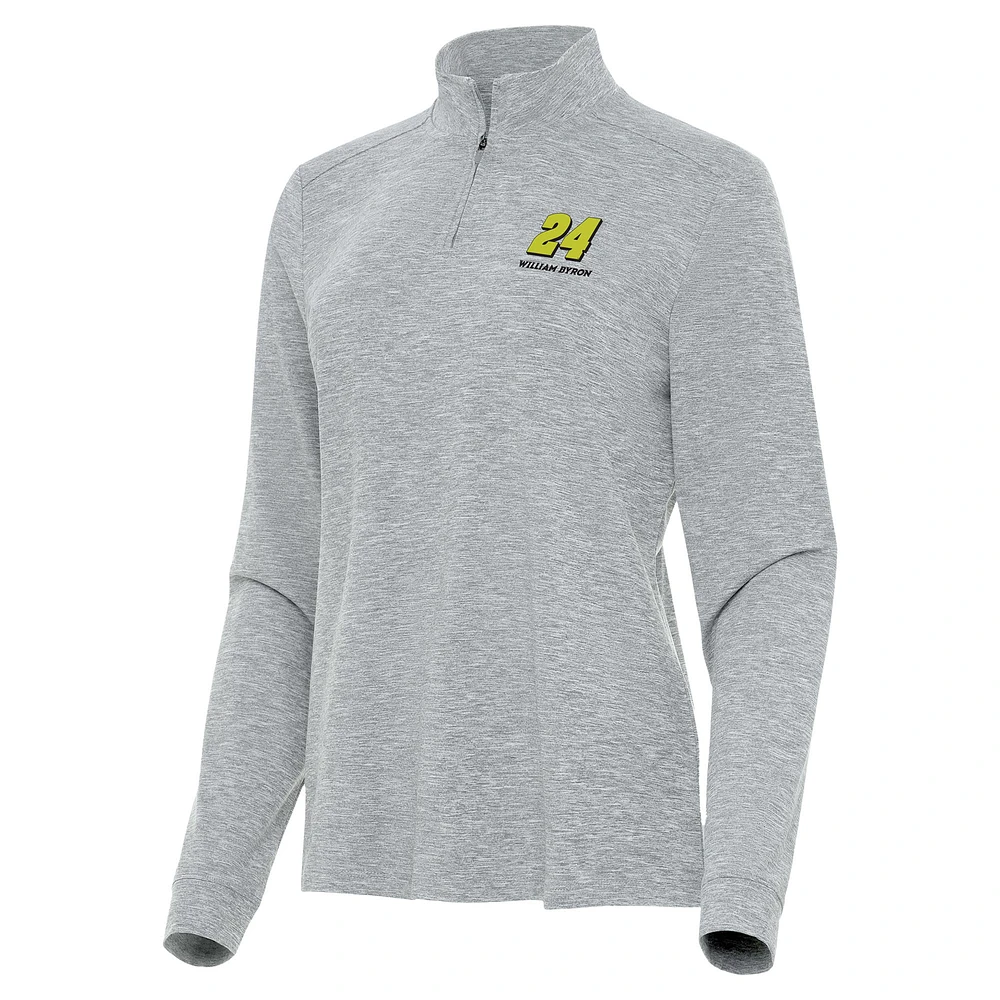 Women's Antigua Heather Gray William Byron Mentor Quarter-Zip Jacket