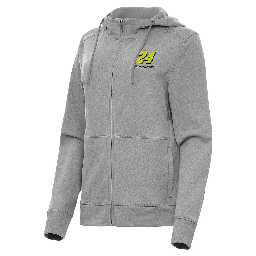Women's Antigua Heather Gray William Byron Seeker Full-Zip Hoodie Jacket