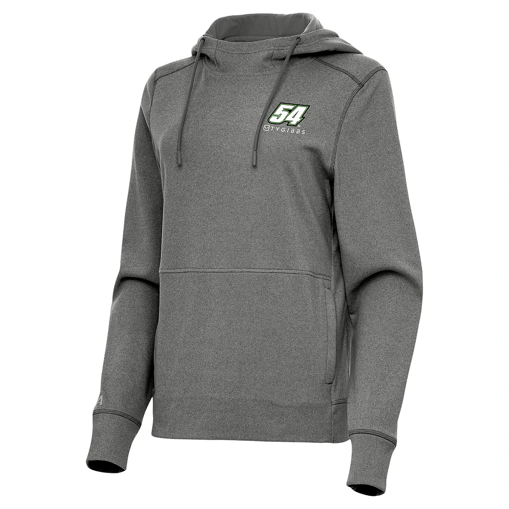 Women's Antigua Heather Black Ty Gibbs Justice Pullover Hoodie