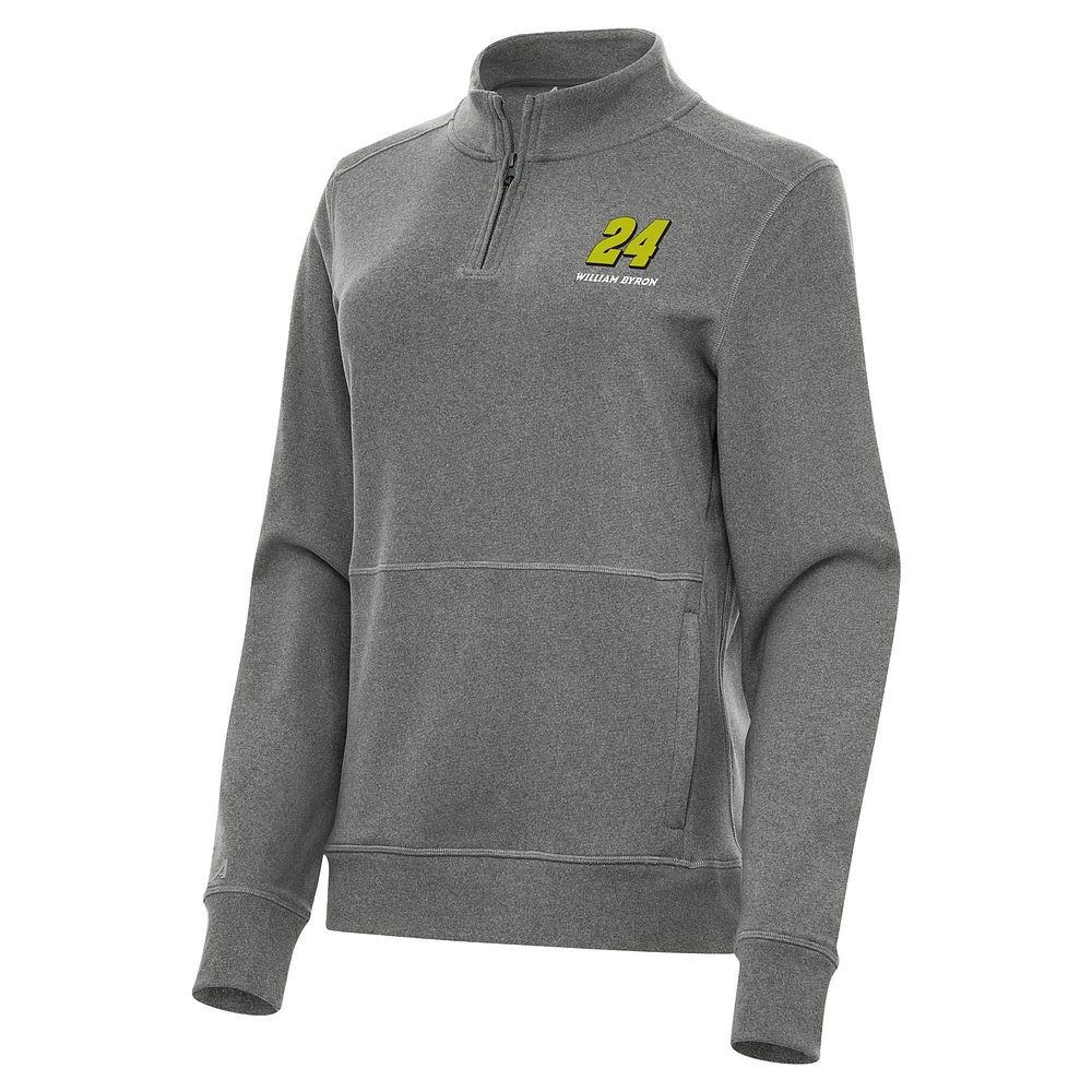 Women's Antigua Heather Black William Byron Crush Quarter-Zip Sweatshirt