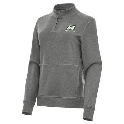 Women's Antigua Heather Black Ty Gibbs Crush Quarter-Zip Sweatshirt