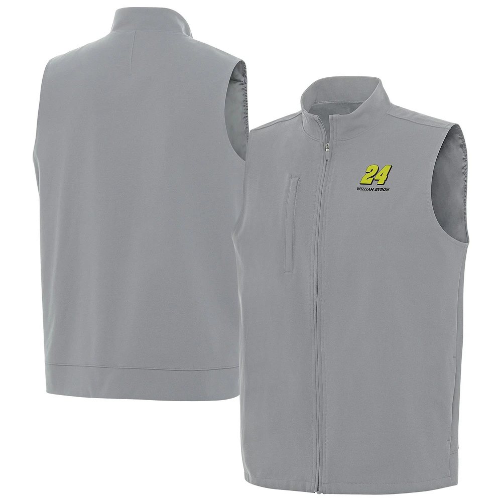 Men's Antigua Gray William Byron Regard Full-Zip Vest