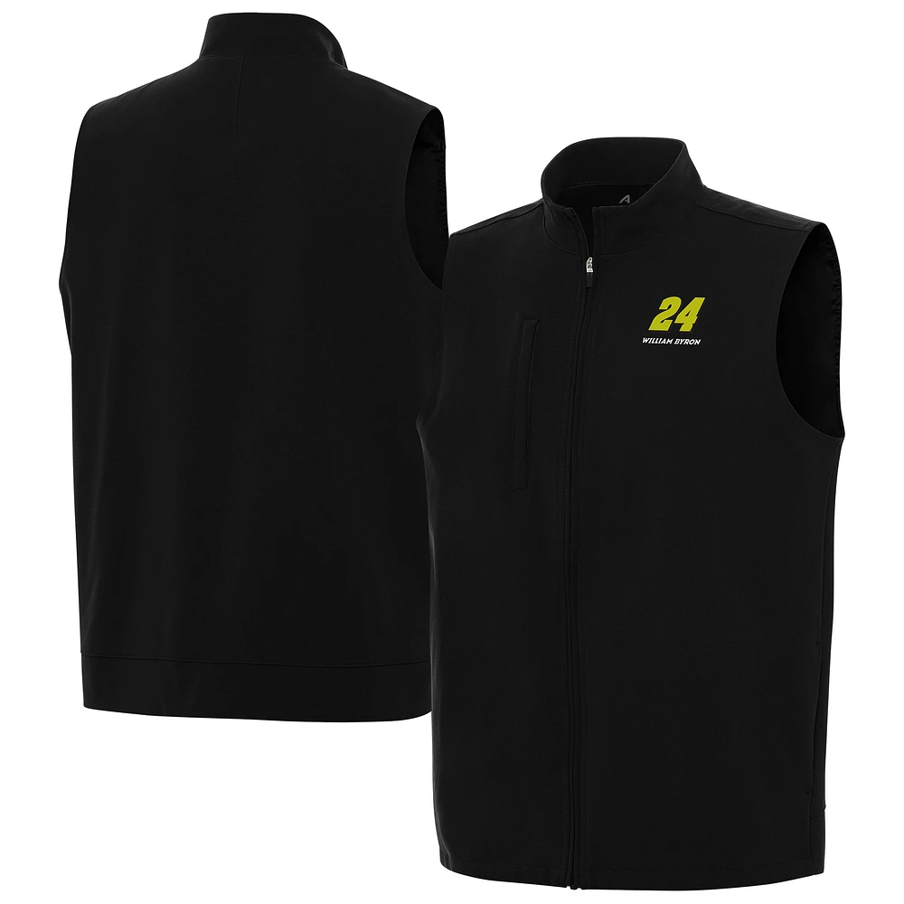 Men's Antigua Black William Byron Regard Full-Zip Vest