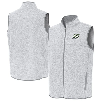 Men's Antigua Heather Gray Ty Gibbs Fortune Full-Zip Vest