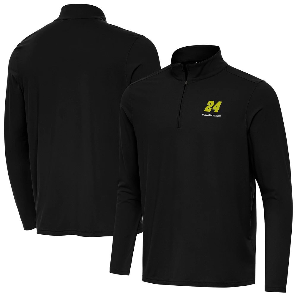 Men's Antigua Black William Byron Intent Quarter-Zip Top
