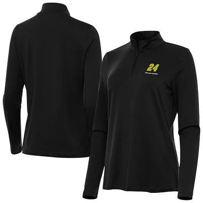Women's Antigua Black William Byron Reprocess Quarter-Zip Pullover Top