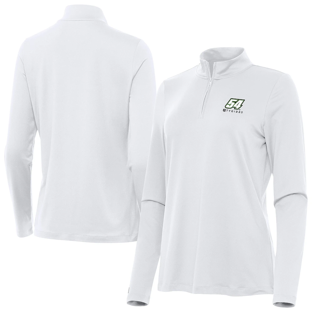 Women's Antigua White Ty Gibbs Reprocess Quarter-Zip Pullover Top