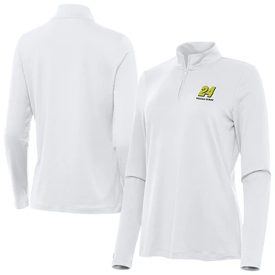 Women's Antigua White William Byron Reprocess Quarter-Zip Pullover Top