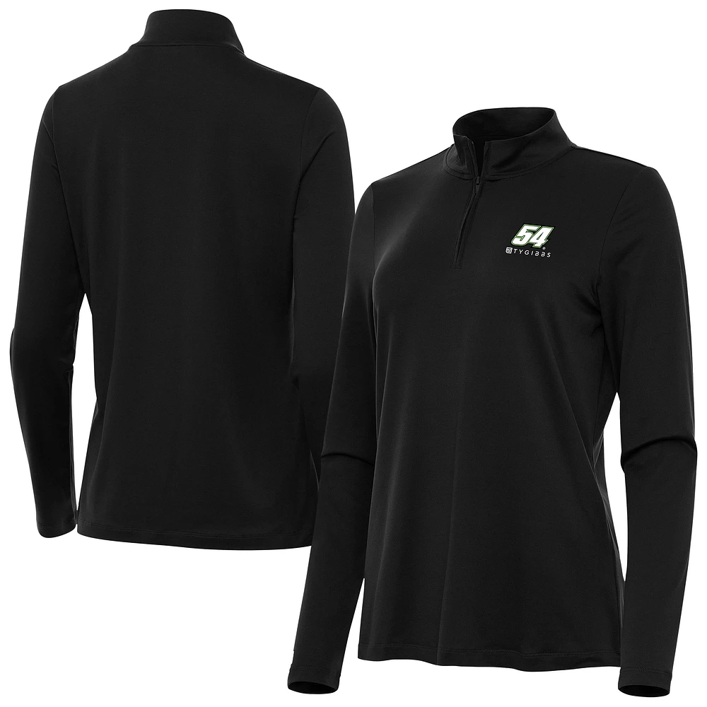 Women's Antigua Black Ty Gibbs Reprocess Quarter-Zip Pullover Top