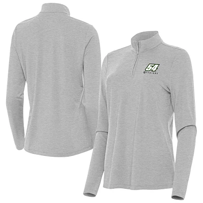Women's Antigua Heather Gray Ty Gibbs Bright Quarter-Zip Top