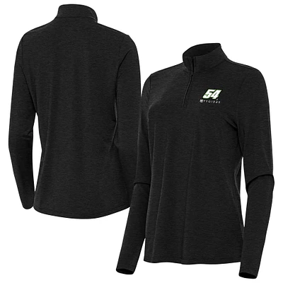 Women's Antigua Heather Black Ty Gibbs Bright Quarter-Zip Top