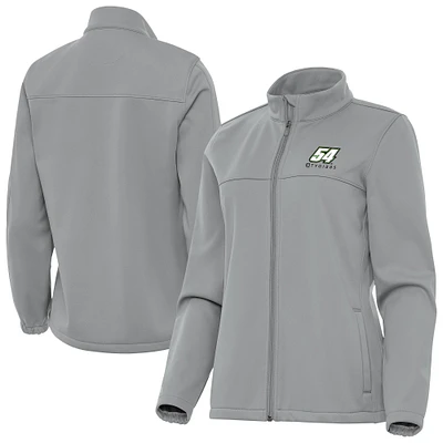 Women's Antigua Gray Ty Gibbs Links 2 Full-Zip Golf Jacket