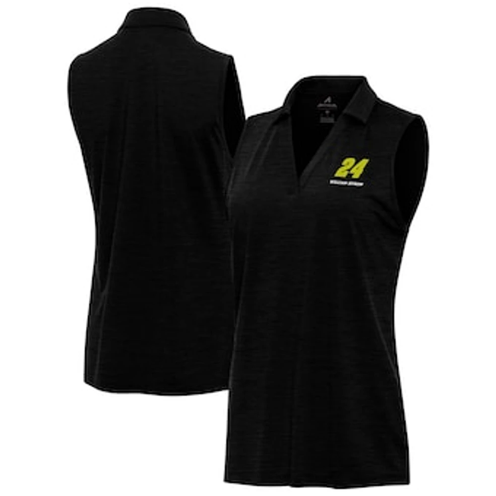 Women's Antigua Heather Black William Byron Layout Sleeveless V-Neck Polo