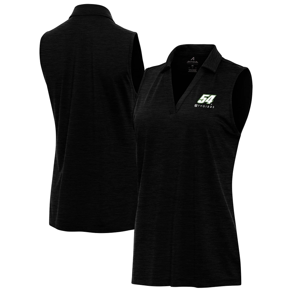 Women's Antigua Heather Black Ty Gibbs Layout Sleeveless V-Neck Polo