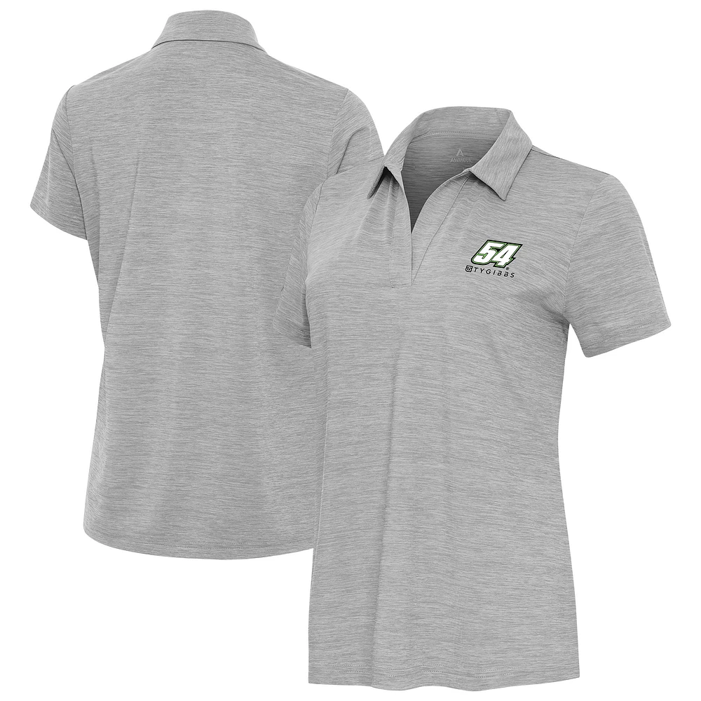 Women's Antigua Heather Gray Ty Gibbs Layout V-Neck Polo