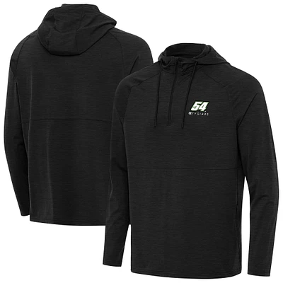Men's Antigua Heather Black Ty Gibbs Spikes Quarter-Zip Pullover Hoodie
