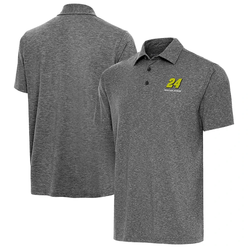 Men's Antigua Heather Black William Byron Par 3 Big & Tall Polo