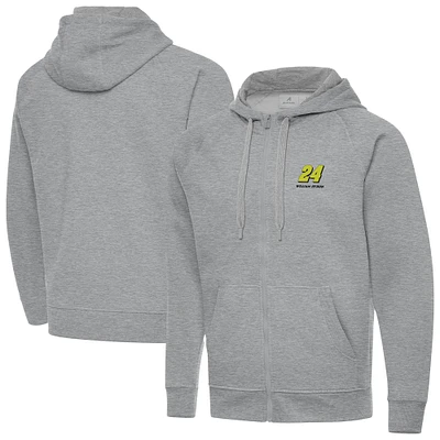 Men's Antigua Heather Gray William Byron Big & Tall Victory Full-Zip Hoodie