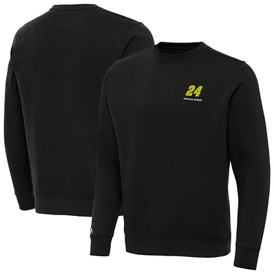 Men's Antigua Black William Byron Big & Tall Victory Crewneck Pullover Sweatshirt