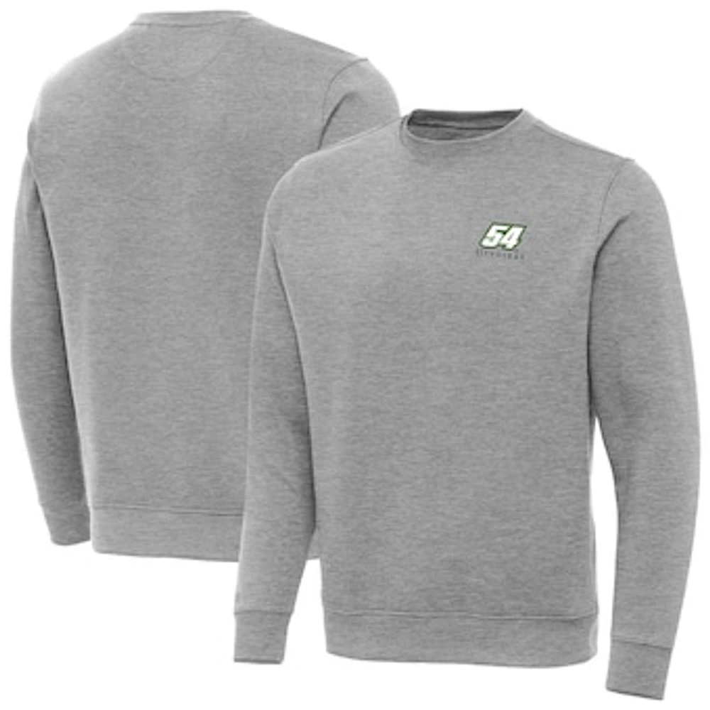 Men's Antigua Heather Gray Ty Gibbs Big & Tall Victory Crewneck Pullover Sweatshirt
