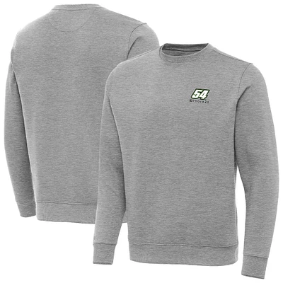 Men's Antigua Heather Gray Ty Gibbs Big & Tall Victory Crewneck Pullover Sweatshirt