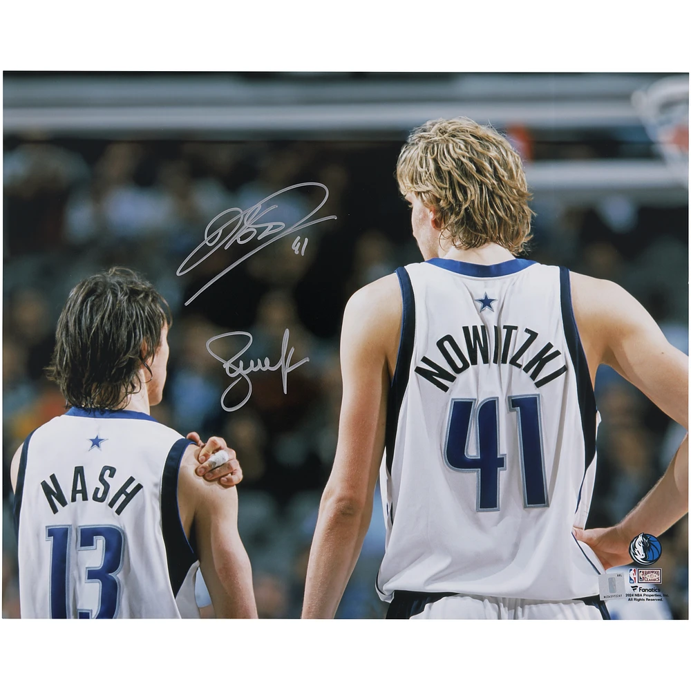 Dirk Nowitzki & Steve Nash Dallas Mavericks Autographed 16" x 20" Standing Together Photograph