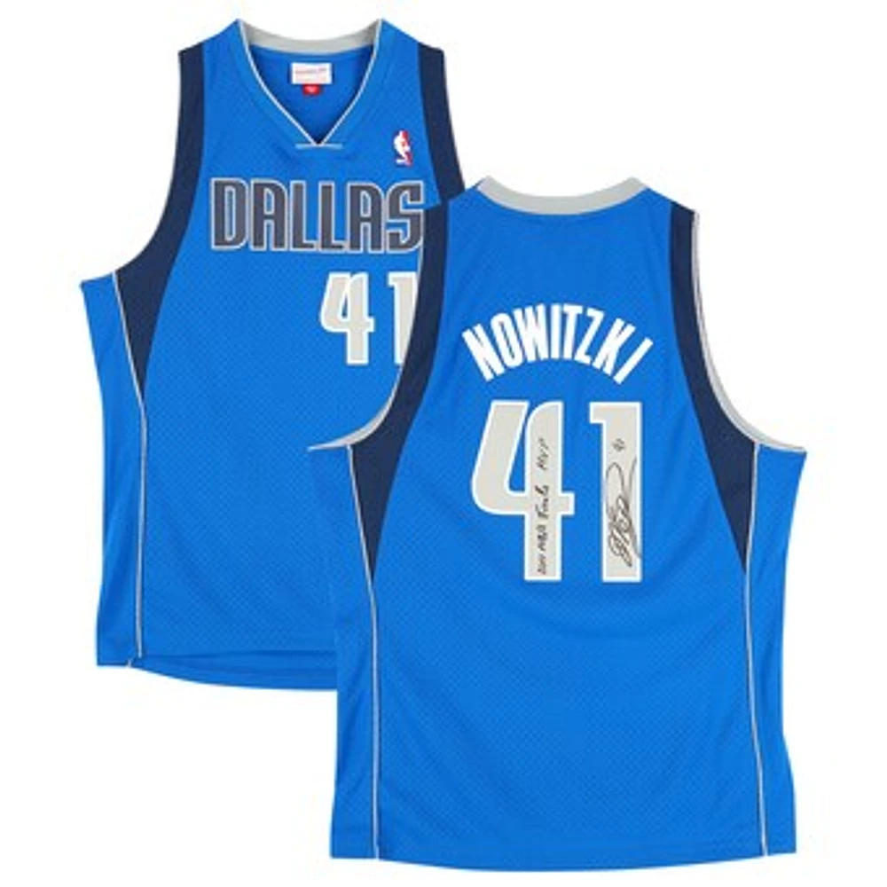 Dirk Nowitzki Dallas Mavericks Autographed Mitchell & Ness Blue 2010-11 Swingman Jersey