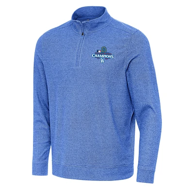 Men's Antigua Heather Royal Los Angeles Dodgers 2024 World Series Champions Subtle Quarter-Zip Sweatshirt