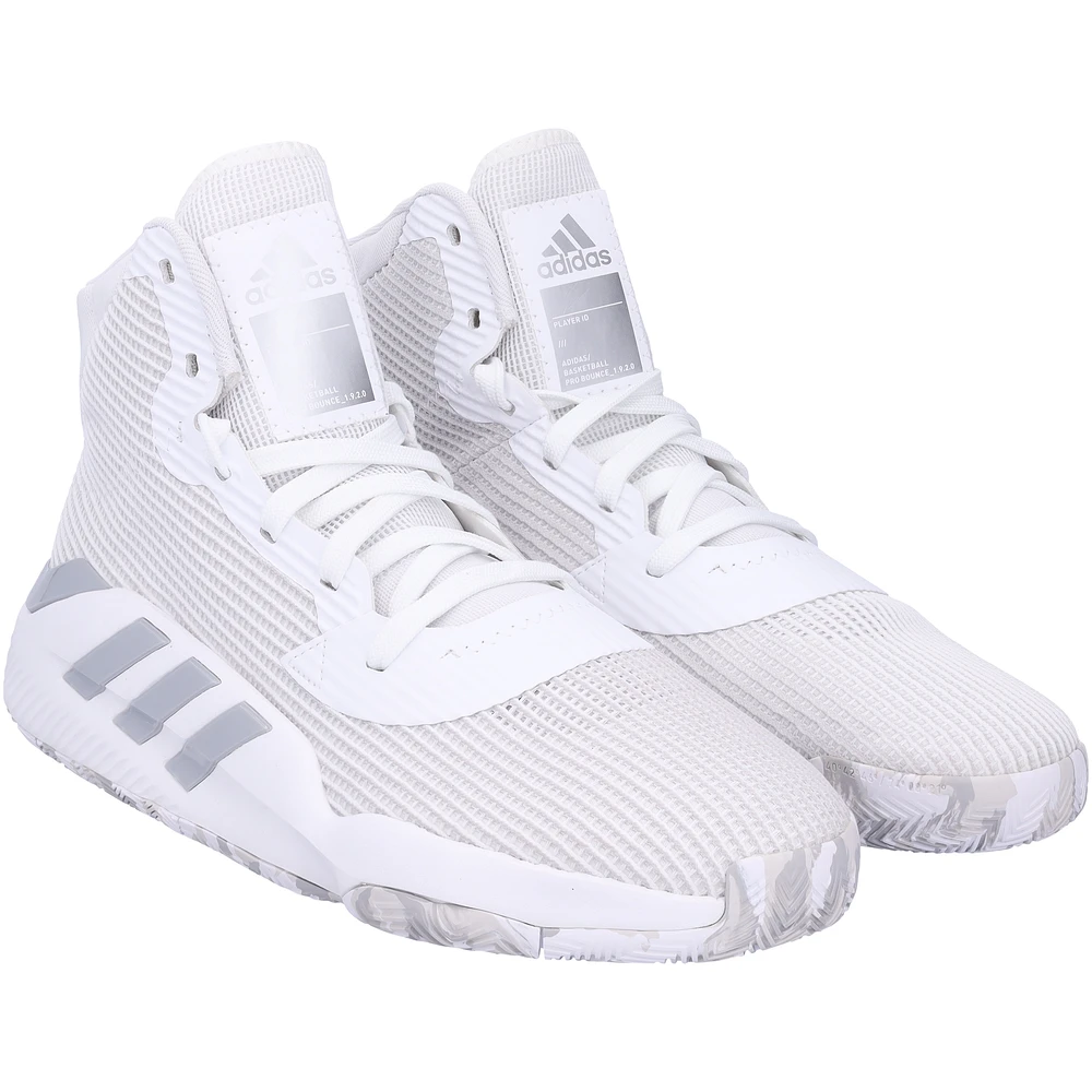 Kansas Jayhawks Team-Issued White/Silver Pro Bounce adidas Shoes from the Basketball Program - Size 11.5