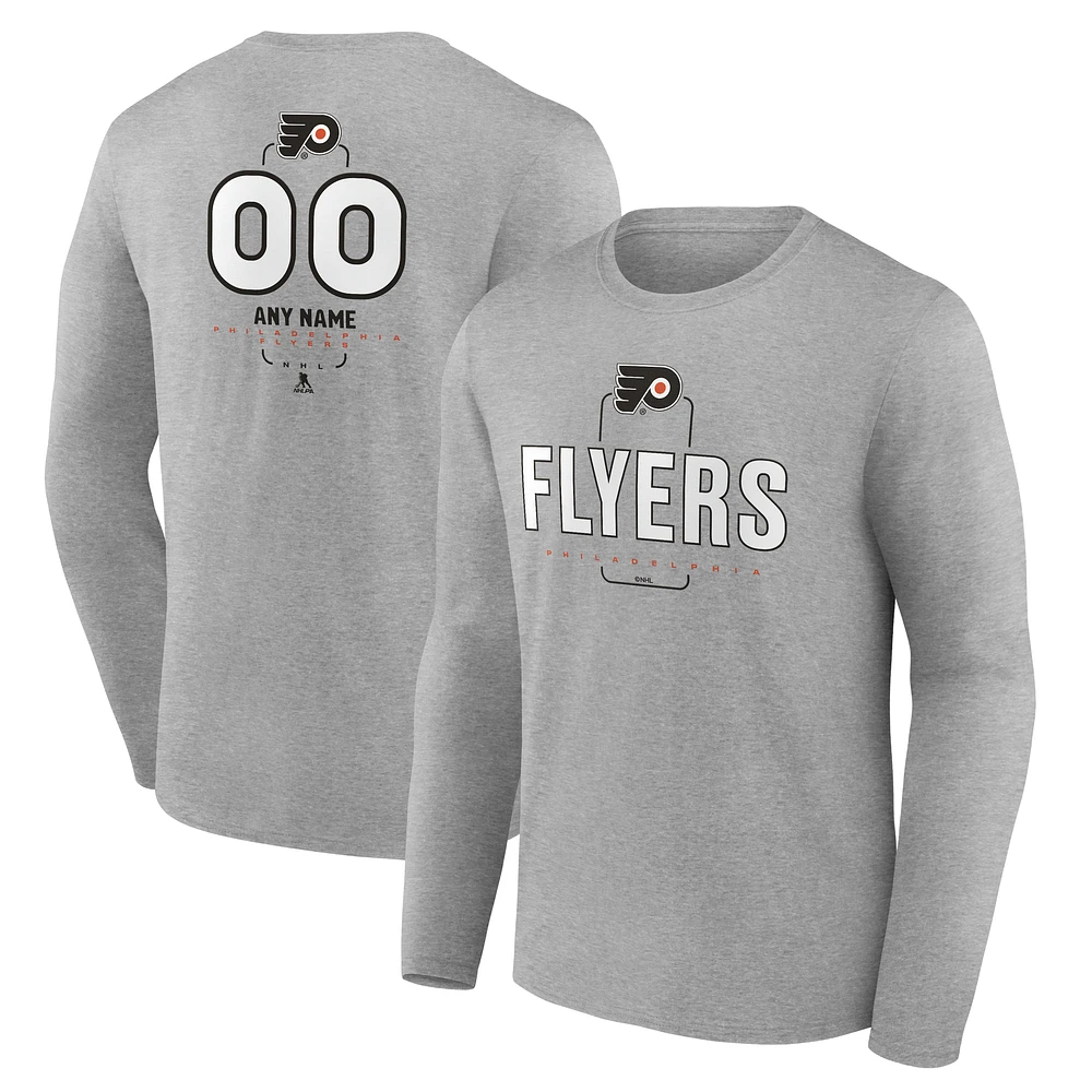 Men's Gray Philadelphia Flyers Personalized Name & Number Midfielder Long Sleeve T-Shirt