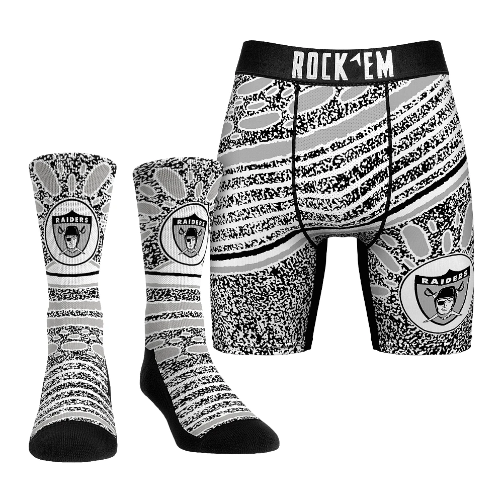 Unisex Rock Em Socks Las Vegas Raiders Throwback Splash Underwear and Crew Combo Pack