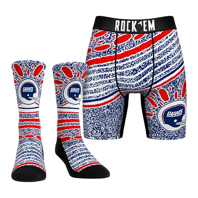 Unisex Rock Em Socks New York Giants Throwback Splash Underwear and Crew Combo Pack