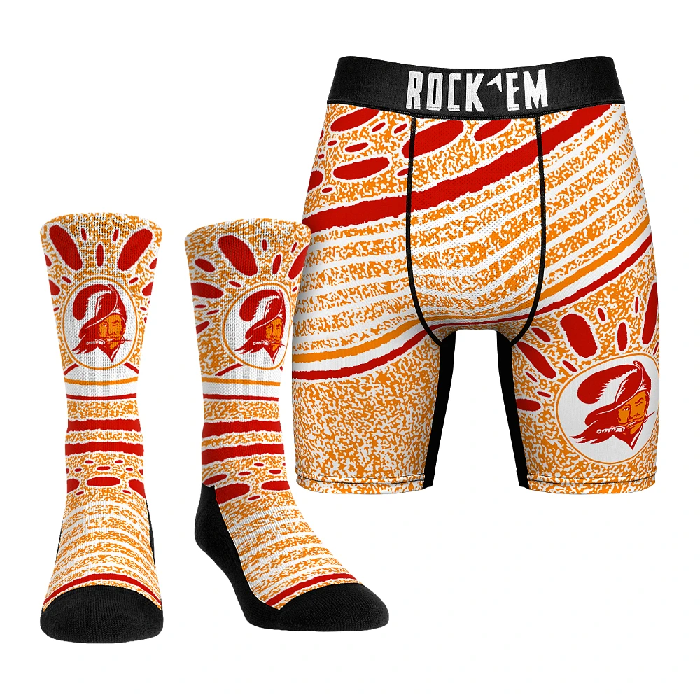 Unisex Rock Em Socks Tampa Bay Buccaneers Throwback Splash Underwear and Crew Combo Pack